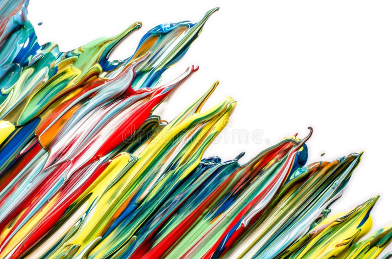 Acrylique abstrait et coloré. Peinture qui coule images stock