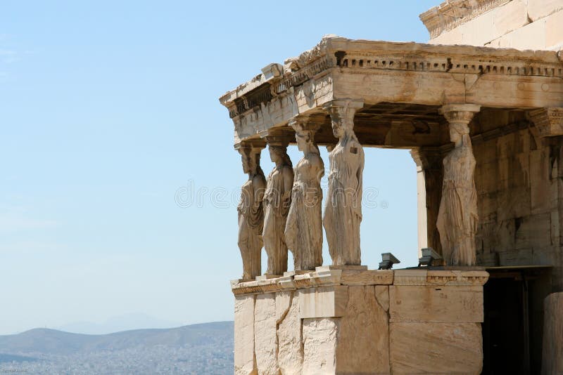 Temple at the Acropolis with view over Athens city. Temple at the Acropolis with view over Athens city