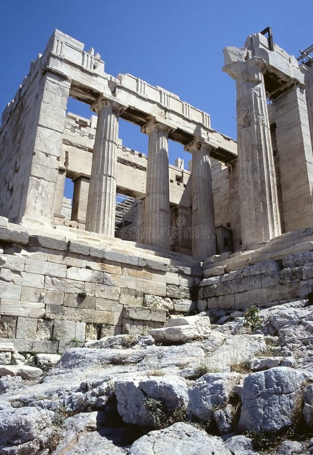 Acropolis, Athens, Greece: Acropolis of Athens ruins. The Acropolis of Athens is an ancient citadel located on a high rocky outcrop above the city of Athens and containing the remains of several ancient buildings of great architectural and historic significance. Acropolis, Athens, Greece: Acropolis of Athens ruins. The Acropolis of Athens is an ancient citadel located on a high rocky outcrop above the city of Athens and containing the remains of several ancient buildings of great architectural and historic significance