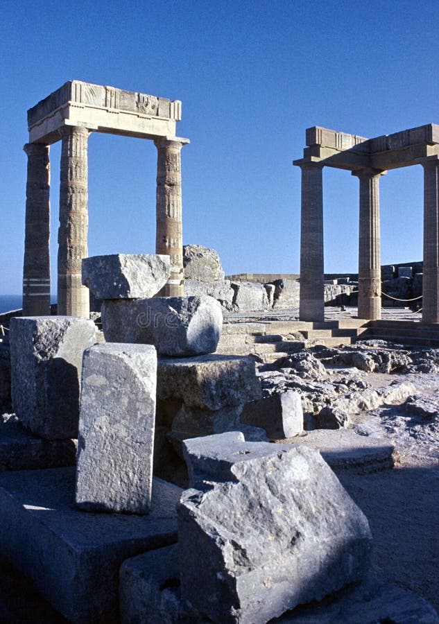 Pillars of Lindos Acropolis at Rhodes. Pillars of Lindos Acropolis at Rhodes