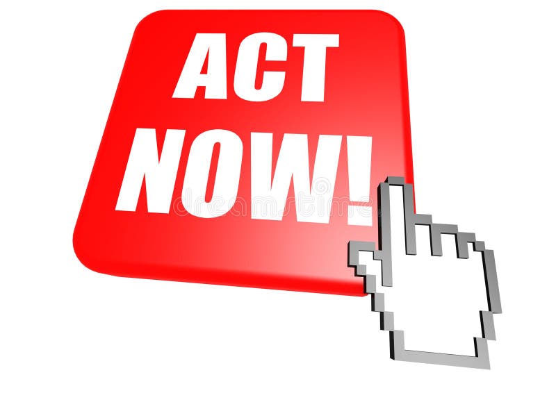 Act now button with cursor vector illustration