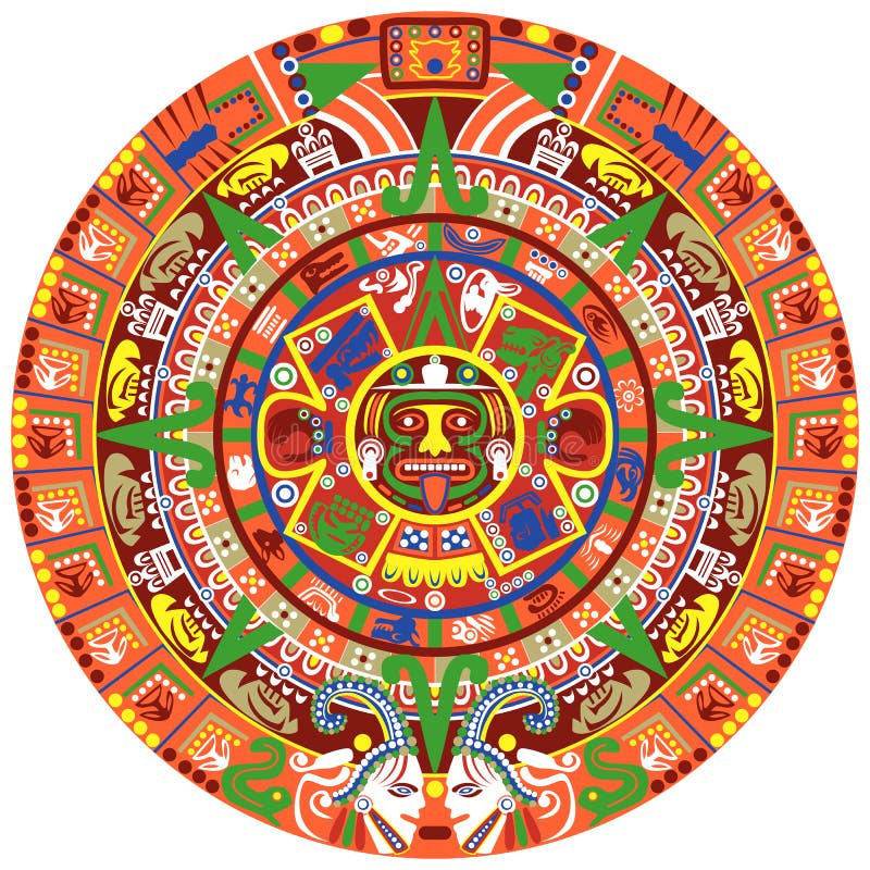 Sacred Pre-Columbian Aztec Calendar Stock Image - Image of mesoamerica ...