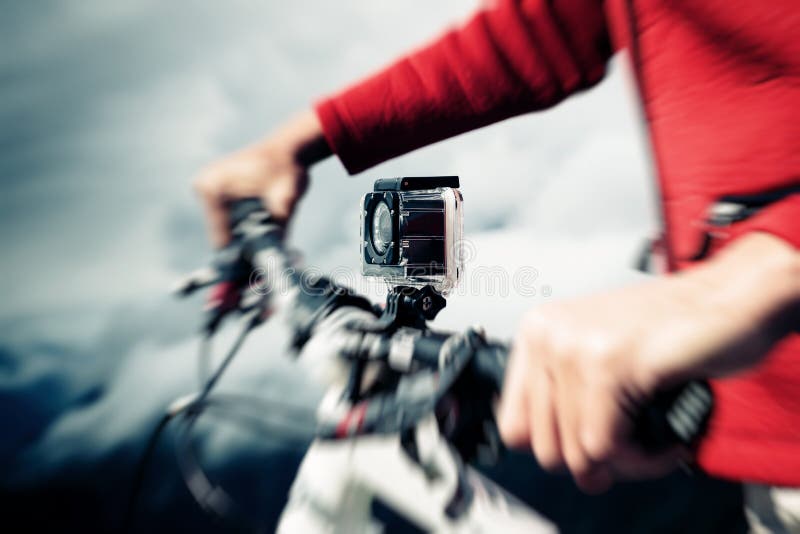 Action Camera Mounted on Mountain Bike Stock Photo Image of actioncam