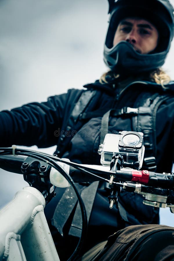 Action Camera Mounted on Mountain Bike Stock Photo Image of sports