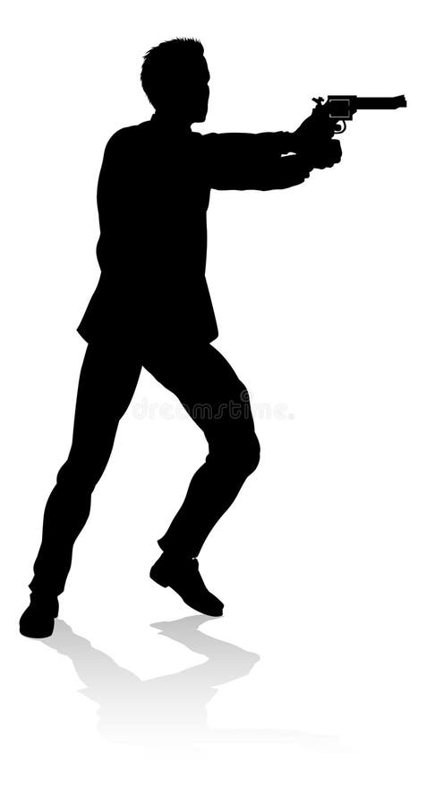 Action Movie Shoot Out Person Silhouette Stock Vector - Illustration of ...