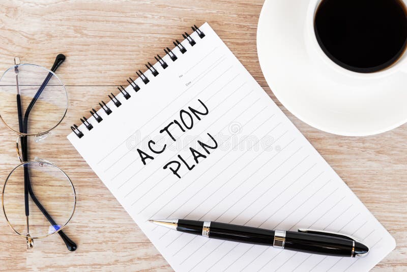 Action Plan text on note pad royalty free stock image