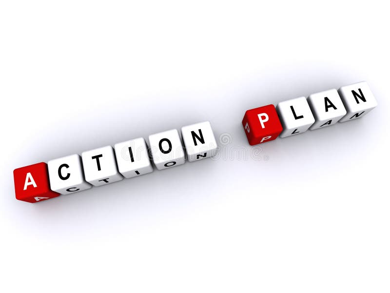 Action plan word block on white royalty free illustration
