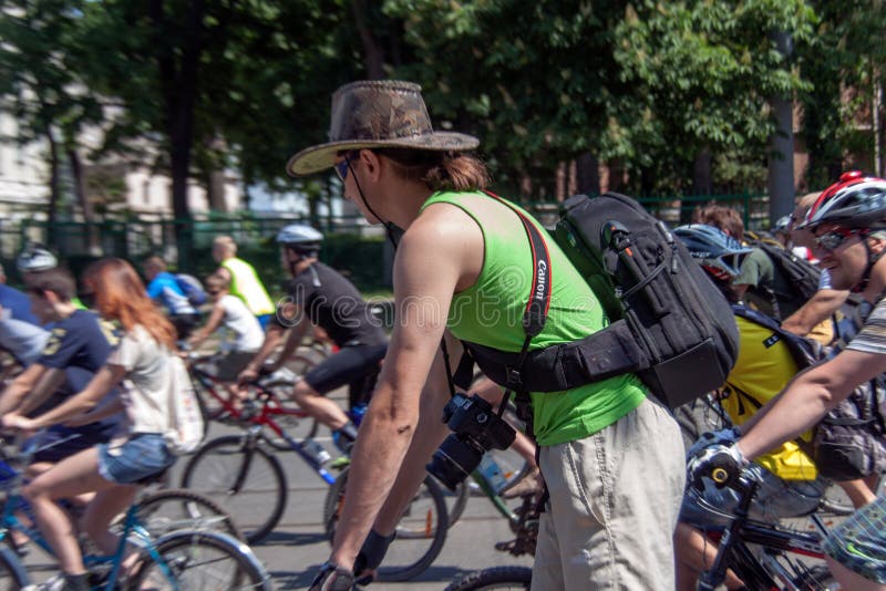 Action within the Ukrainian Bicycle Day in Kharkiv Ukraine Editorial