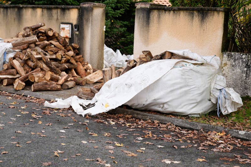 Actions D'hiver De Bois De Chauffage De Livraison à L'avant Geant De Sac De  La Maison Photo stock - Image du cheminée, firewood: 206727194