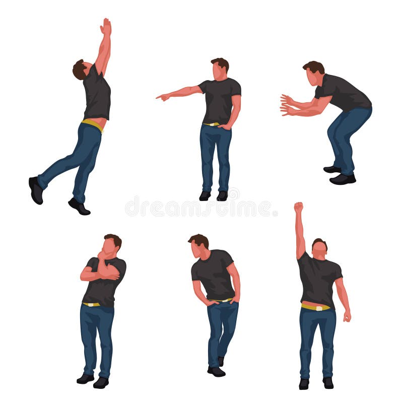 Actitudes determinadas del hombre diversas ilustración del vector Actitudes determinadas del hombre diversas ilustración del vector