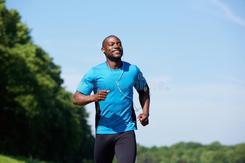 Active african american man running stock photography