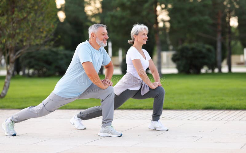 Active Happy Elderly Family Couple in Sportswear Working Out Together in  City Park on Sunny Morning Stock Photo - Image of enjoy, full: 229337562