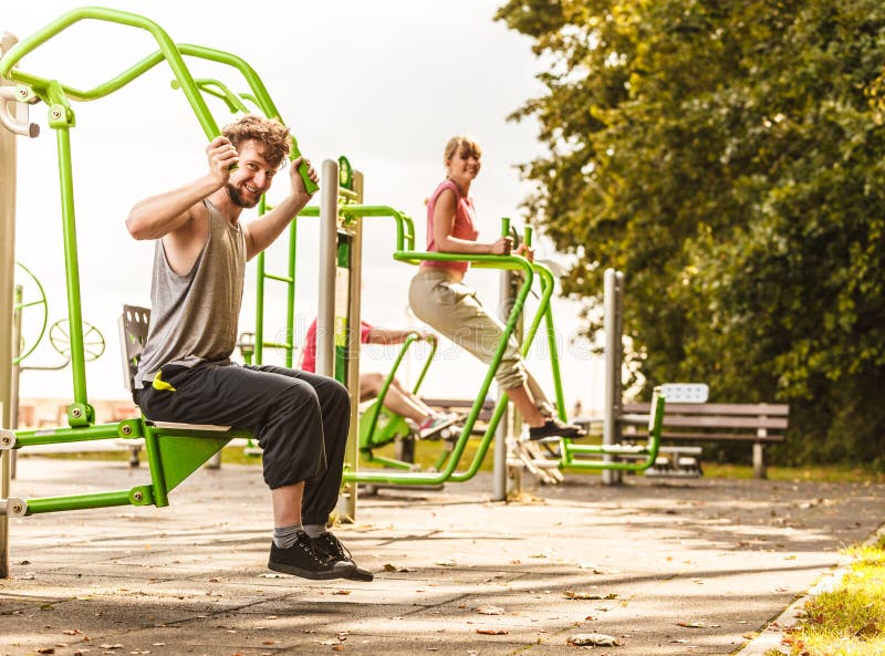 Handsome outdoor street gym