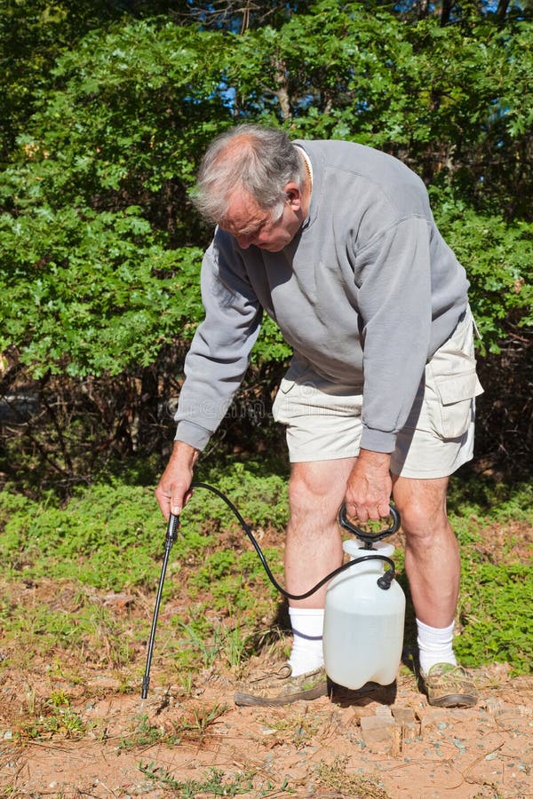 Active Senior Spraying Weeds