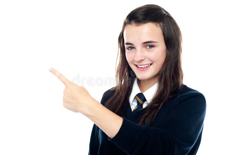 Active Young Girl Showing the Direction Stock Photo - Image of ...