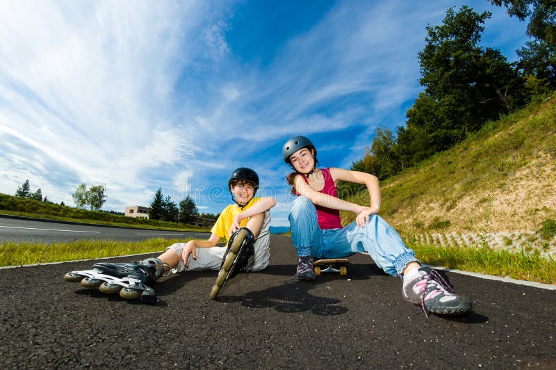 Active young people - rollerblading, skateboarding stock photos Active young people - rollerblading, skateboarding stock photos