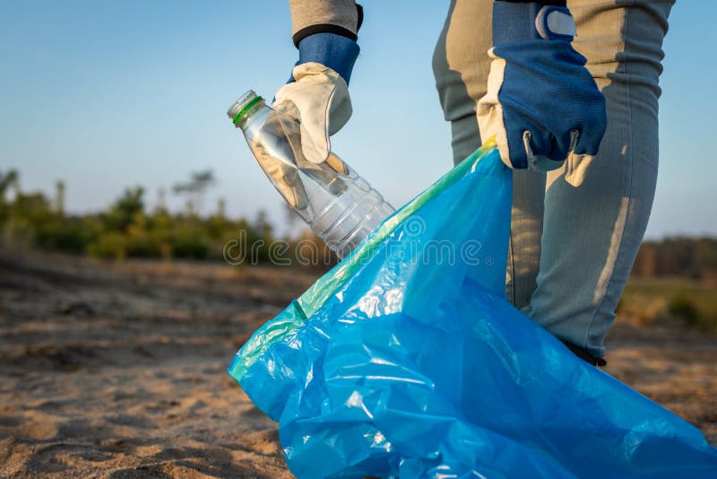 Activist Cleaning Beach from Plastic Waste Stock Image Image of glove