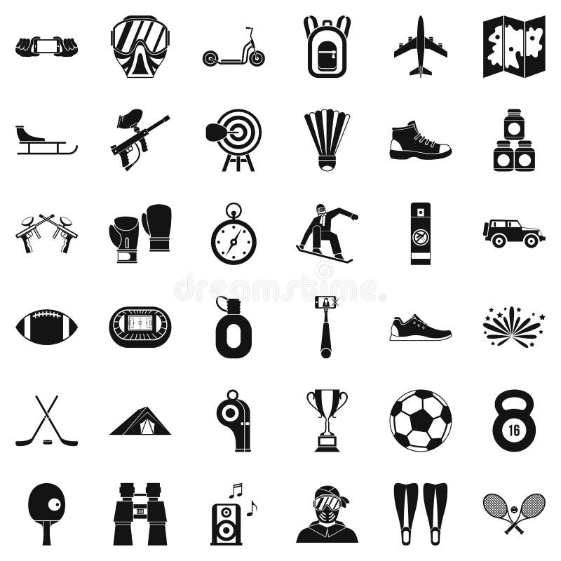 Activity Icons Set, Simple Style Stock Vector - Illustration of sport ...