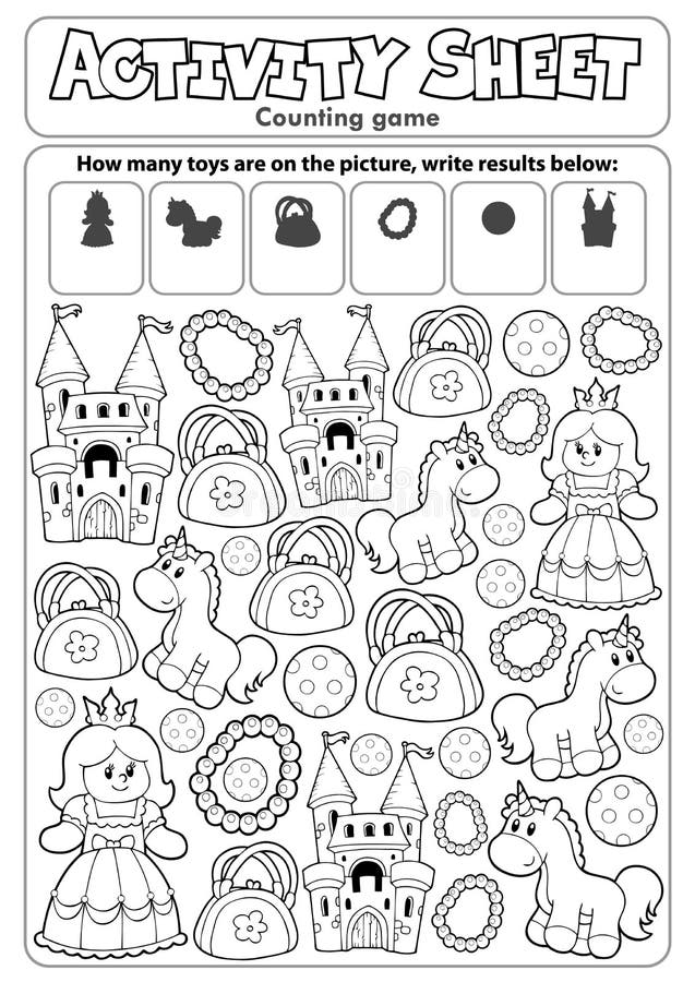 Activity sheet counting game 8 - eps10 vector illustration