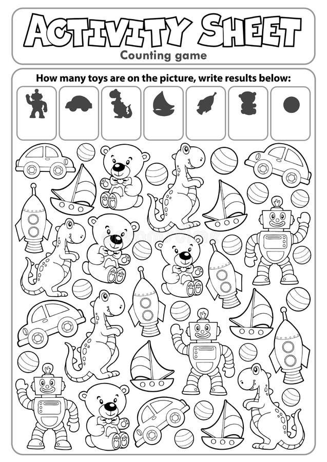 Activity sheet counting game 7 - eps10 vector illustration