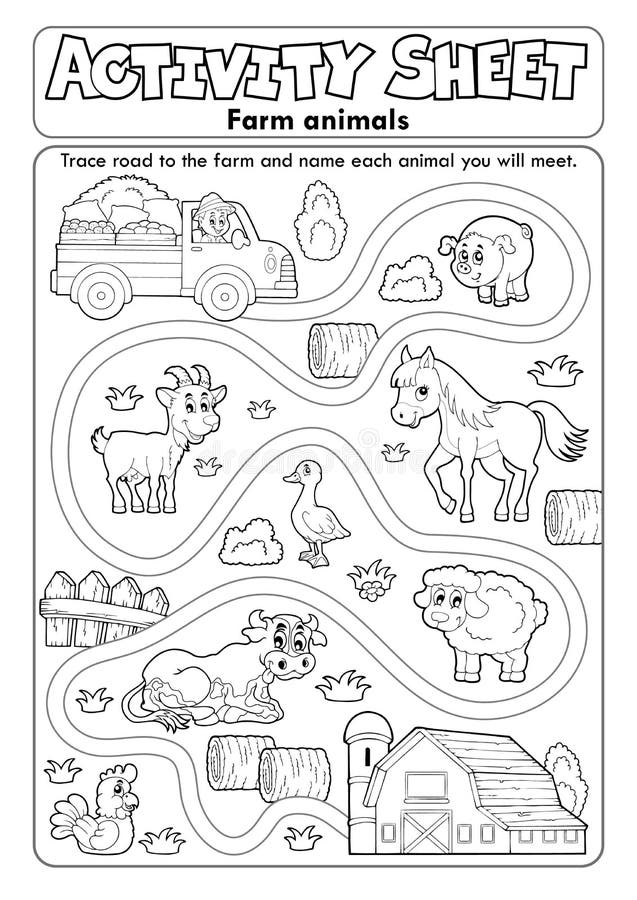 Activity sheet farm animals 2 - eps10 vector illustration