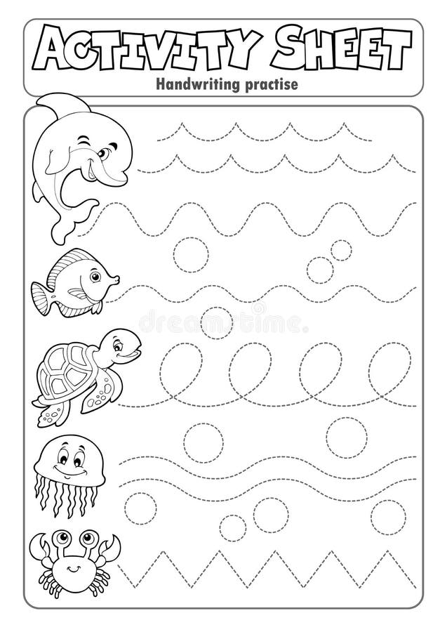 Activity sheet handwriting practise 3 - eps10 vector illustration