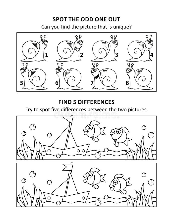 Activity sheet for kids with two visual puzzles, also can be used as coloring page, printable, fit Letter or A4 paper. Activity sheet for kids with two visual puzzles, also can be used as coloring page, printable, fit Letter or A4 paper.