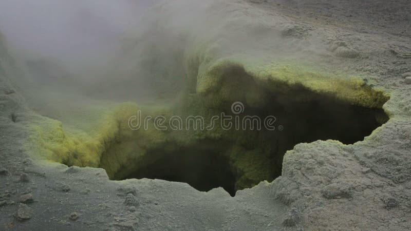 Activité de fumerolle en cratère de volcan de Mutnovsky