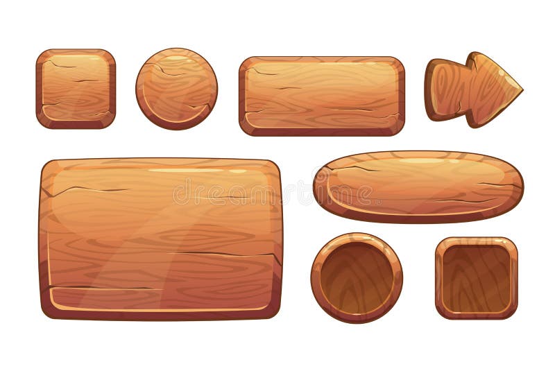 Activos de madera del juego de la historieta ilustración del vector Activos de madera del juego de la historieta ilustración del vector