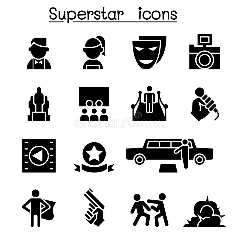 Actor, actriz, celebridad, sistema estupendo del icono de la estrella ilustración del vector Actor, actriz, celebridad, sistema estupendo del icono de la estrella ilustración del vector