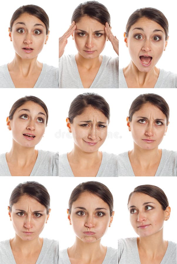 Various Human Face Expressions Stock Image - Image of expression, mixed ...