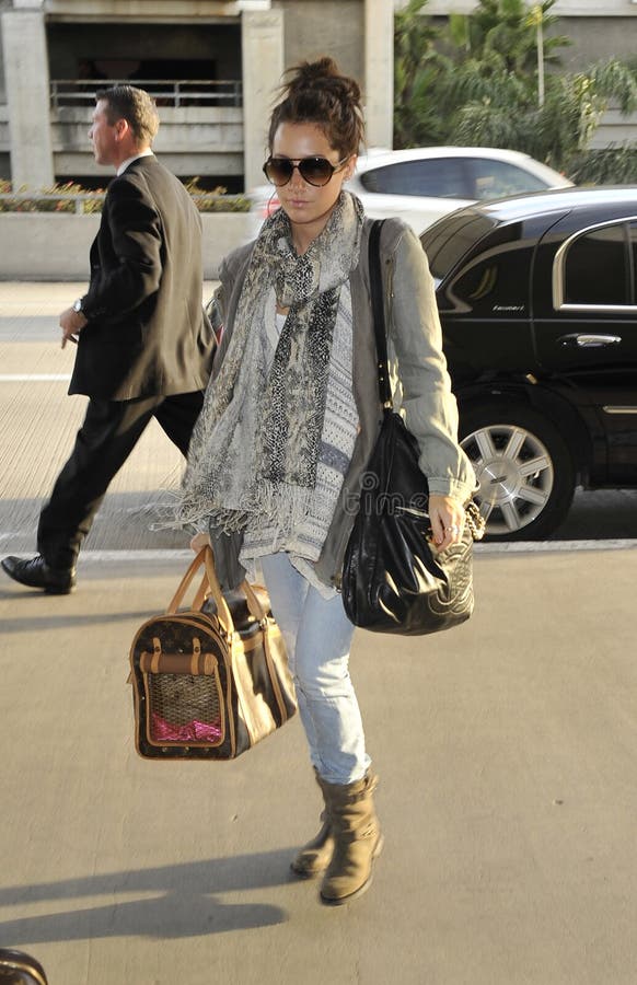 Ashley Tisdale wearing Louis Vuitton Monogram Denim Shawl, Louis
