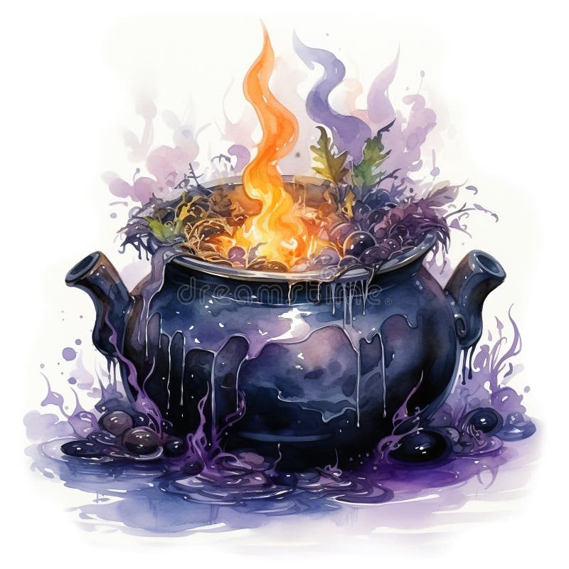 Brujas hirviendo calderos caldera de humo de halloween caldero de bruja para  cocinar poción mágica magos olla con sopa líquida de burbuja púrpura o  caldo ingeniosa ilustración vectorial