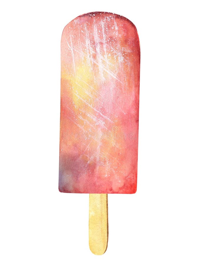 Acuarela del helado en colores agradables aislada en el fondo blanco stock de ilustración Acuarela del helado en colores agradables aislada en el fondo blanco stock de ilustración