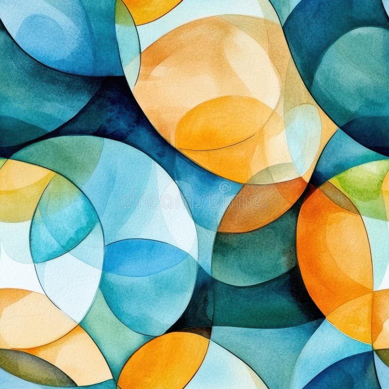 Acuarelă abstractă cu modele circulare colorate suprapuse. royalty free stock image