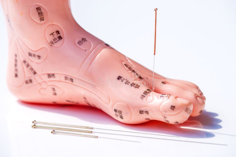 Acupuncture Foot Massage with Thai Stick. Acupressure, Reflexology in