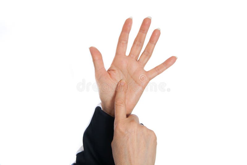 Acupuncture Therapy Massage. Demonstrating Problem Spots on the Hands