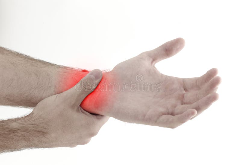 Acute pain in a man palm. 