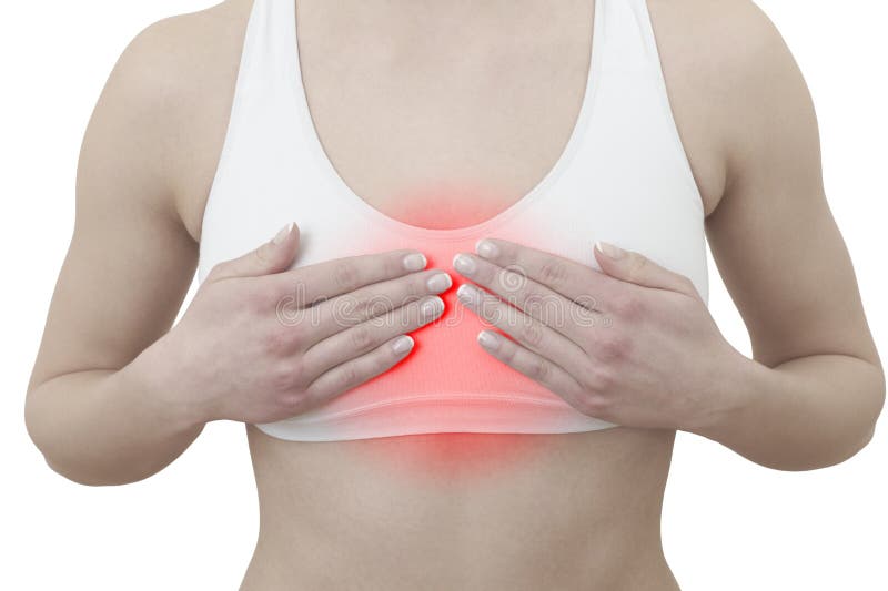 Acute Pain in a Woman Chest Stock Image - Image of bosom, chest: 36659437