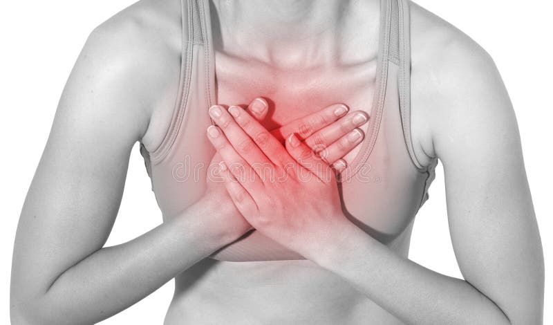 Acute Pain in a Woman Chest Stock Image - Image of bosom, chest: 36659437