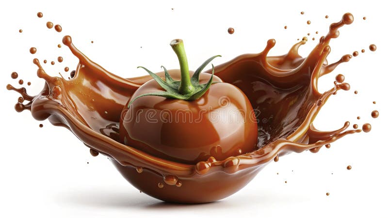 Acțiune dinamică explozivă a ketchup-ului în condiții dinamice cu efect de focalizare pentru fotofotografie culinară cu stil alime royalty free illustration