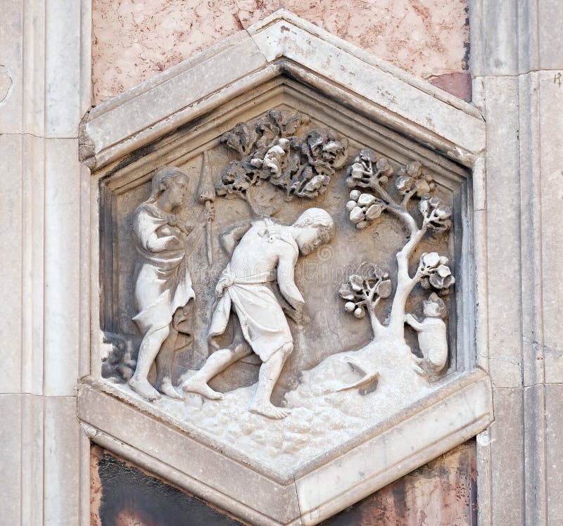 Adam en Vooravond die na de Daling, Florence Cathedral werken stock foto Adam en Vooravond die na de Daling, Florence Cathedral werken stock foto