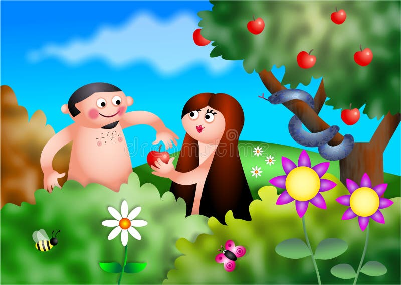 Adam and eve stock illustration. Image of history, fruit 
