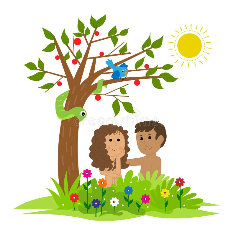 Adam and Eve stock vector. Illustration of love, tree - 83440847