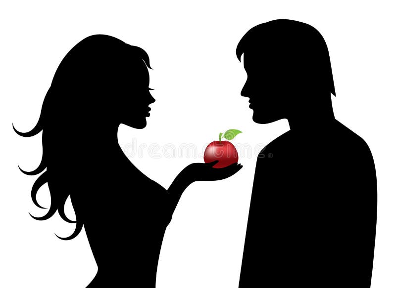 Adam and Eve and the forbidden fruit vector illustration
