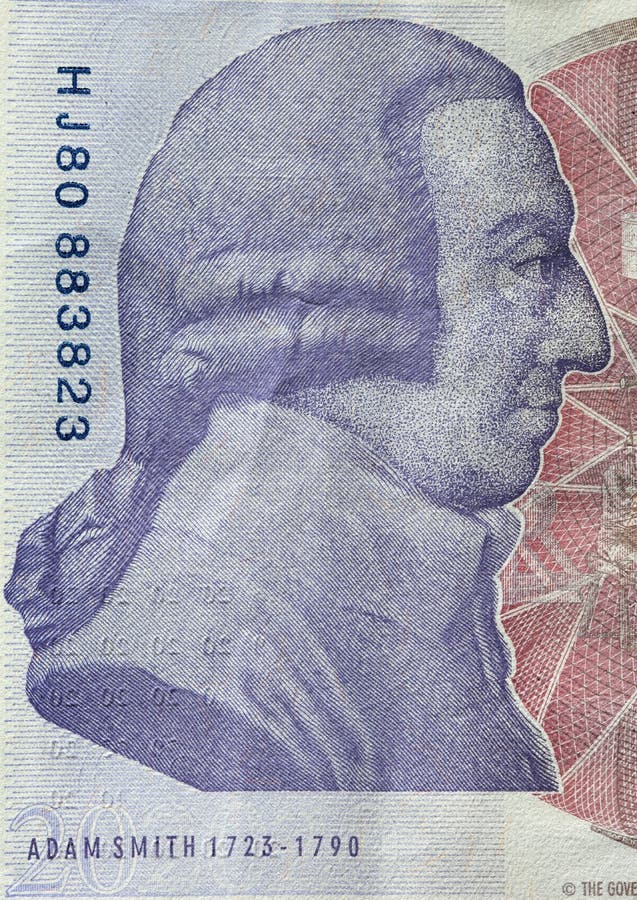 Adam Smith-portret op omgekeerde van 20 pond Sterlingbankbiljet