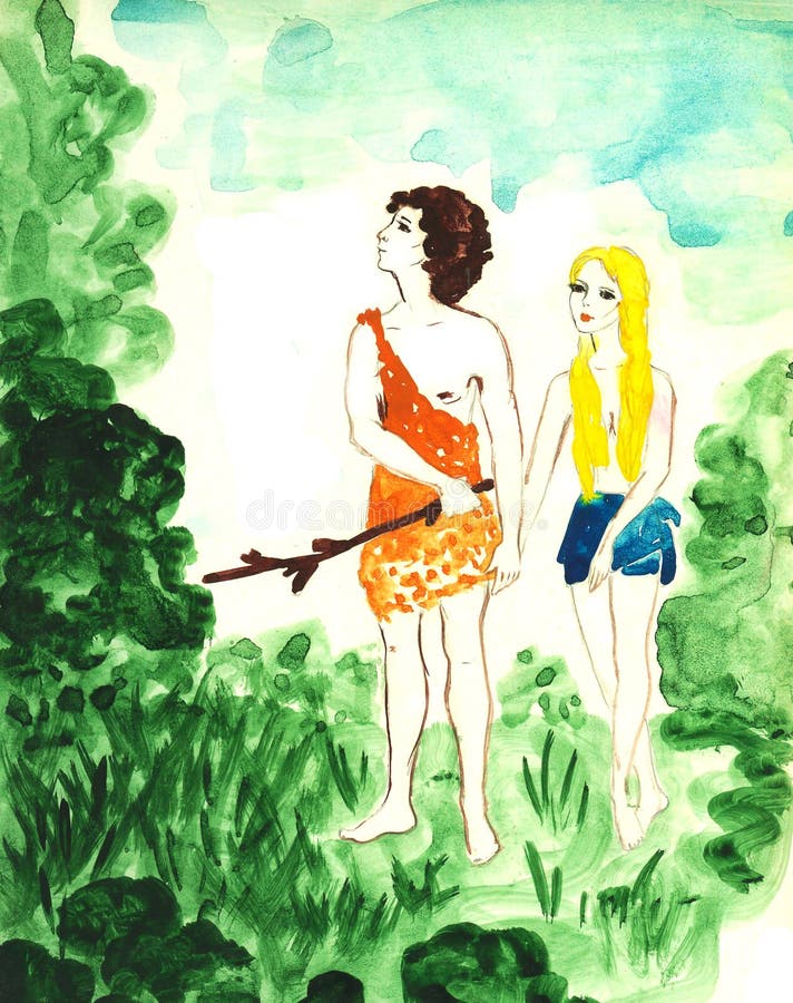 Adam und Eve stock abbildung. Illustration von nave, sonne - 8261014
