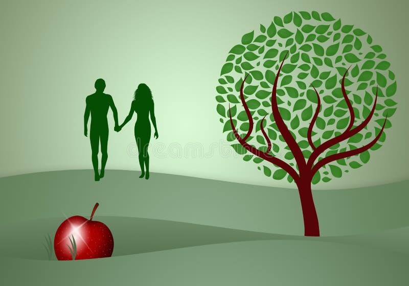 Adam- und Eve-Schattenbild stock abbildung. Illustration von masse ...