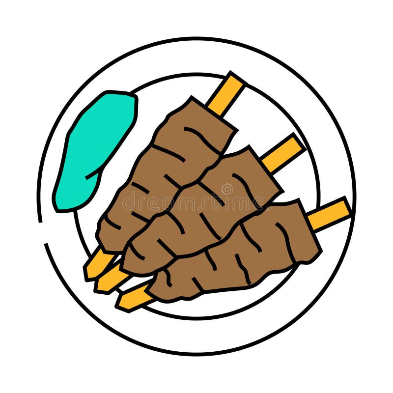 Adana kebab icona a colori della cucina turca illustrazione vettoriale