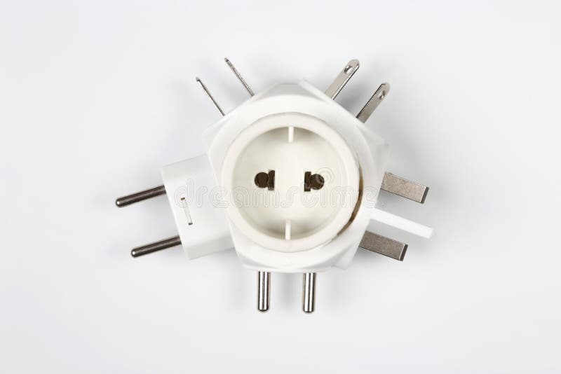 Adapter for different electrical plugs royalty free stock photography Adapter for different electrical plugs royalty free stock photography